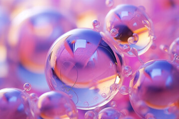 Purple and yellow soap bubbles in paint create an abstract design suitable for a colorful background.