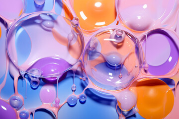 Abstract purple and yellow paint with bubbles mixed together to create an interesting background. 