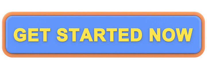 Get started now button. button. 3D illustration.