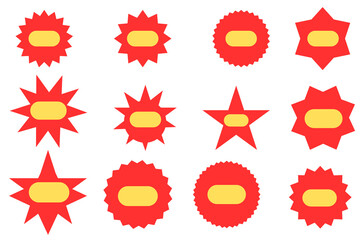 promotional badge, red shopping labels with yellow price space