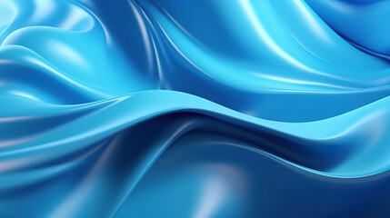 Abstract 3D light blue fluid twisted wavy glass morphism. Generative ai