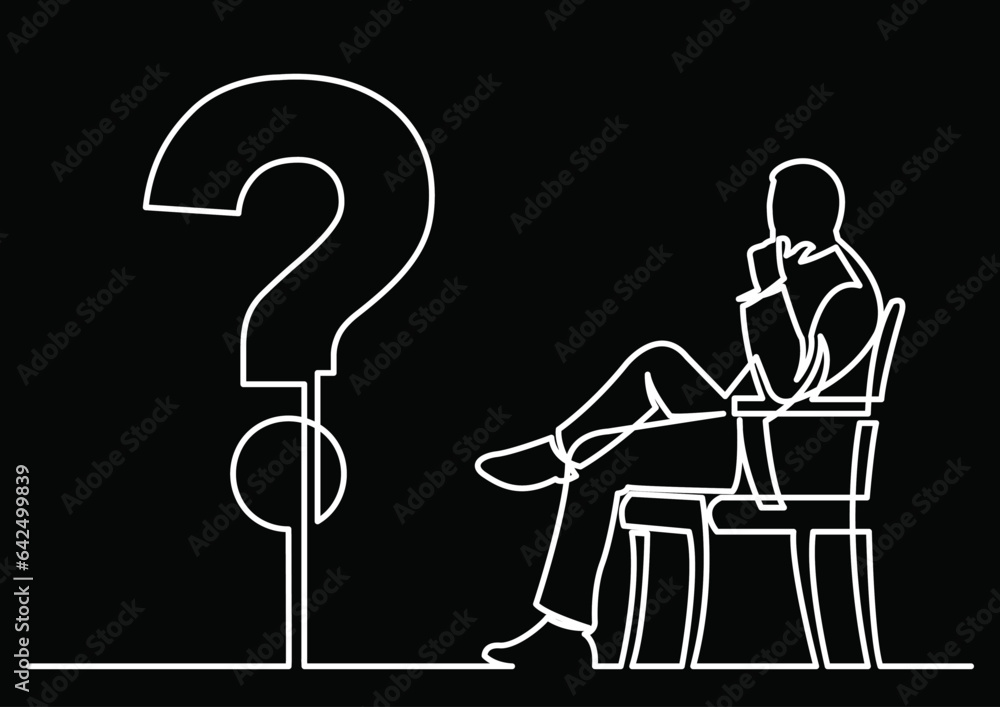 Poster continuous line drawing vector illustration with fully editable stroke of business concept backgroun