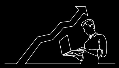 continuous line drawing vector illustration with FULLY EDITABLE STROKE of business concept background for corporate presentation