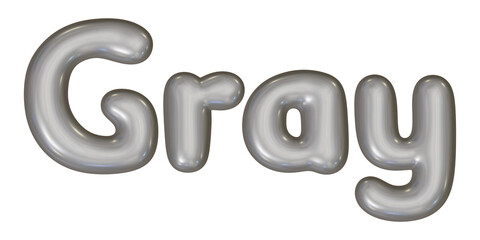 Gray text in 3d rendering isolated on transparent background for color names education concept