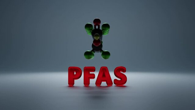 PFAS - Per- and poly-fluoroalkyl substances - 3D molecule conformer

3D rendered animation.