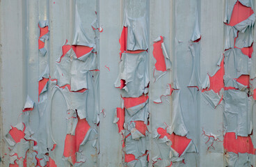 painted metal peeling paint red and gray grunge weathered rough background texture