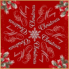 Modern Red Merry Christmas seamless fractal graphic design for greeting cards, invitations to celebrate the holidays.