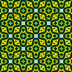 Seamless pattern with mandalas in green and yellow colors, Seamless pattern made of abstract elements