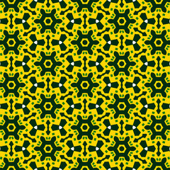 Seamless pattern with mandalas in green and yellow colors, Seamless pattern made of abstract elements
