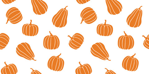 seamless autumn pattern with orange pumpkins