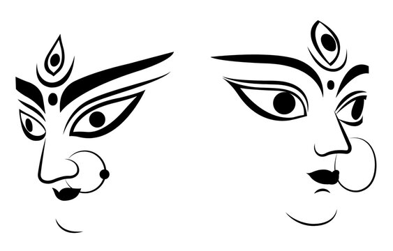 how to draw maa durga face easy lone art step by step,durga thakur drawing,how  to draw devi durga ma - YouTube