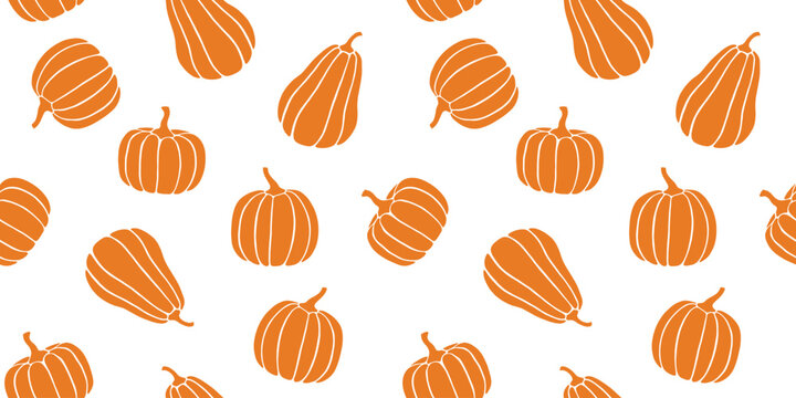 seamless autumn pattern with orange pumpkins