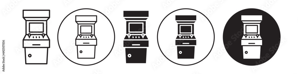 Poster arcade machine icon. kids and children play game symbol. vector set of classic vintage coin base tok