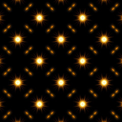 Seamless pattern with golden stars on black background. Seamless geometric pattern. Modern stylish texture. Repeating geometric background.