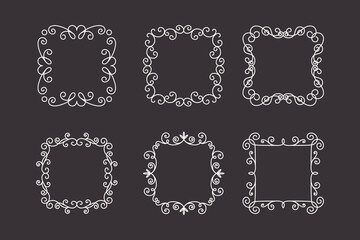 Vector Decorative Linear Frames Set. Vintage Frame Design Elements, Filigree, Decorative Borders, Page Decorations, Dividers Isolated