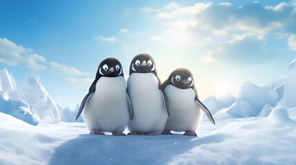 two penguins on a snow