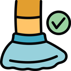 Approved cover shoe icon outline vector. Foot protect. Safety waste color flat