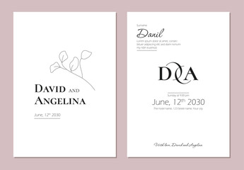Minimalist style wedding invitation. Save the date