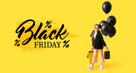 Advertising poster for Black Friday with little girl