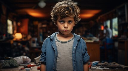 Home abuse. Violence in the home. Protect children. Childrensday theme - obrazy, fototapety, plakaty