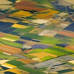 Top view of summer farmers' fields