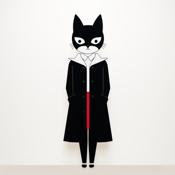 A fashion cat girl by Geoff McFetridge, white background