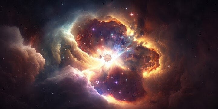 Colorful space galaxy cloud nebula. Stary night cosmos. Universe science astronomy. Big bang explosion. Supernova background wallpaper	