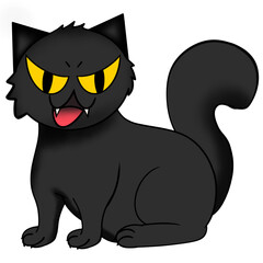 black cat cartoon Halloween hand drawing png