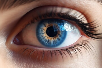 Perfect blue-eye macro. Perfect vision. The vision of the future and healthy life concept. View precise and straight to the target