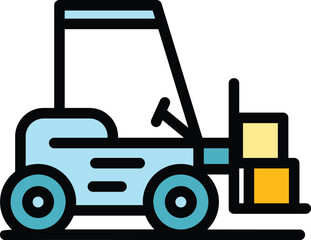 Forklift icon outline vector. Traffic freight. Cargo delivery color flat