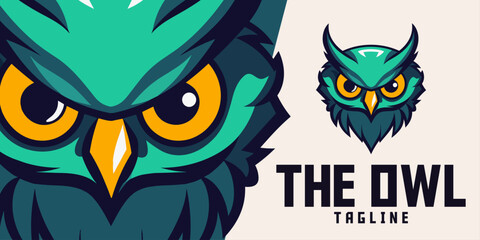 Owl Illustration: Logo, Mascot, Artwork, Vector Graphics for Sports and E-Sport Gaming Teams, Mascot Head of an Angry Owl