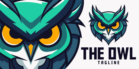 Owl Illustration: Logo, Mascot, Artistry, Vector Graphics for Sport and E-Sport Gaming Collectives, Mascot Head of an Angry Owl