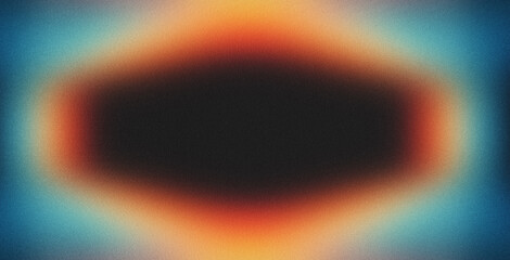Vibrant rainbow, orange blue teal white psychedelic grainy gradient color flow wave on black...