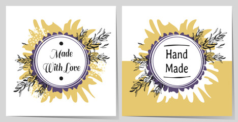 Hand Made Label. Made With Love Label. Vector illustration