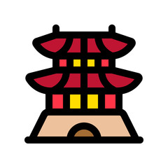Editable castle, shrine, temple, vector icon. Landmark, monument, asian, building, architecture. Part of a big icon set family. Perfect for web and app interfaces, presentations, infographics, etc