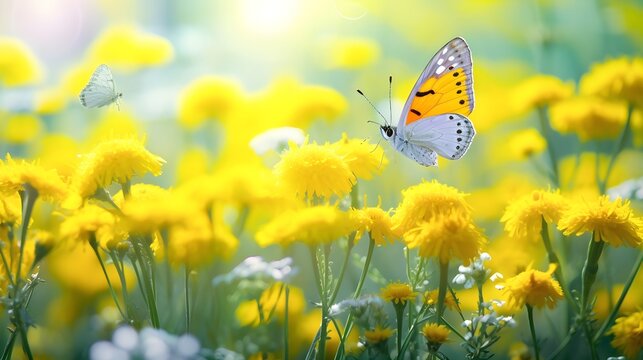 Fliegende Eleganz: Schmetterling im duftenden Blumenfeld