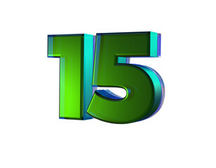 Fototapeta premium Number 15 3D render with green color