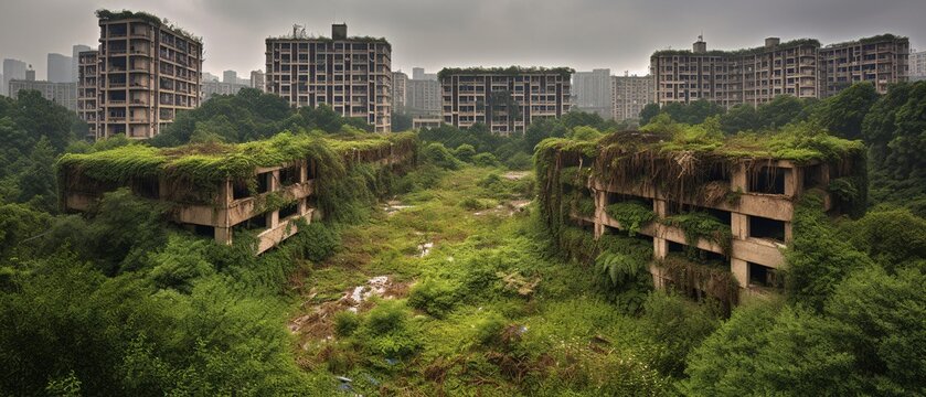  Nature Is Reclaiming A City - Portrait, Generative AI