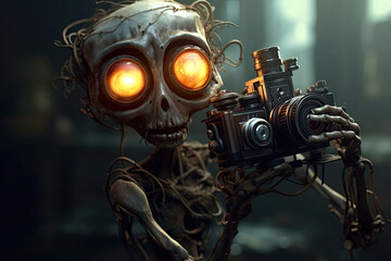 Skeleton as Camera Man