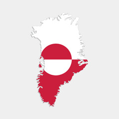 greenland map with flag on gray background