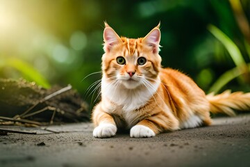 Obraz premium cat on the grass