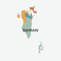 Bahrain vector map with administrative divisions