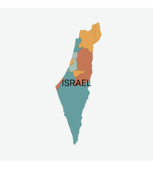 Israel vector map with administrative divisions