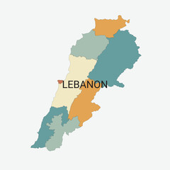 Lebanon vector map with administrative divisions