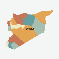 Syria vector map with administrative divisions
