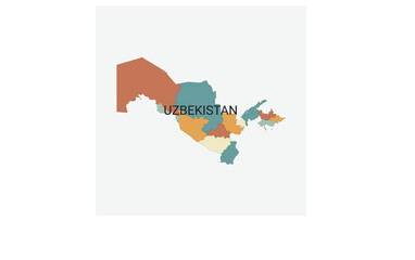 Uzbekistan vector map with administrative divisions