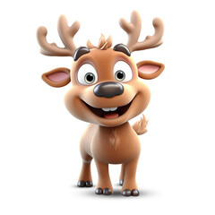 3d cute character Reindeer christmas