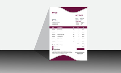 Modern clean invoice Corporate Business Invoice design template vector  design.