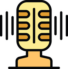 Learning microphone icon outline vector. Child education. Classroom learn color flat