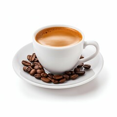 Obraz premium Cup of Hot Espresso Coffee Isolated on White. Generative ai